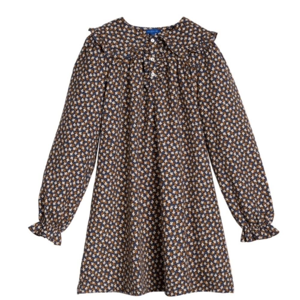 Maison Me Adorable Kids Floral Dress - Brown and White